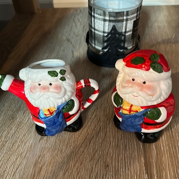 Holiday Vintage Santa Cream And Sugar Set Small See Pics Hand Painted